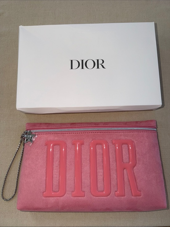 Dior Handbags - Dior Pink Suede Embossed Logo Cosmetic Pouch